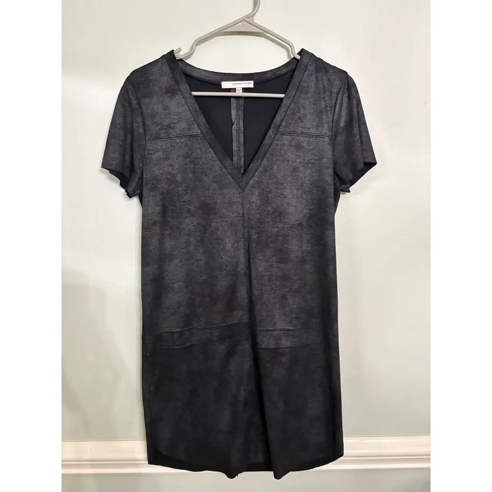 Lavender Brown Black V-Neck Shift Dress | Made in USA | Size Small - Picture 1 of 4